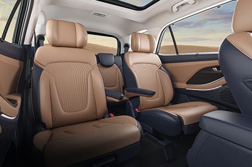 2nd row captain seats with seat mounted armrest & thigh cushion extension(6 seater only)